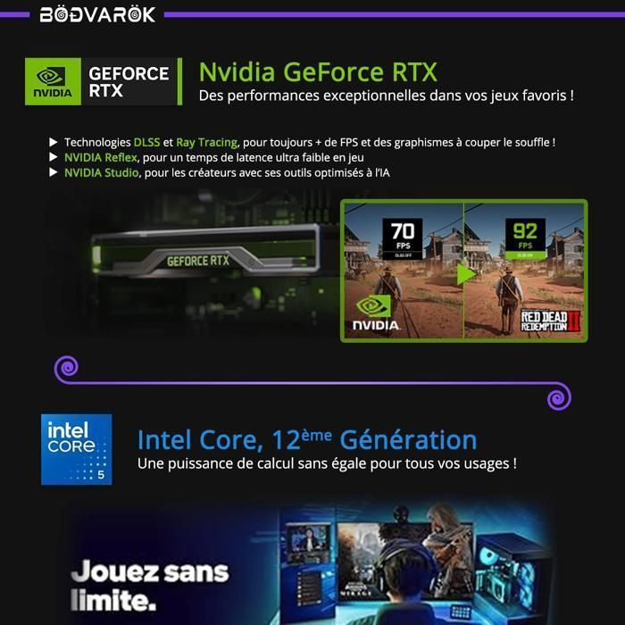 Bodvarok Fixed Gaming PC – Nvidia RTX 5060 – Intel Core i5 12400F – 16 GB DDR4 RAM – 1 TB NVMe SSD – Windows 11 + Wifi