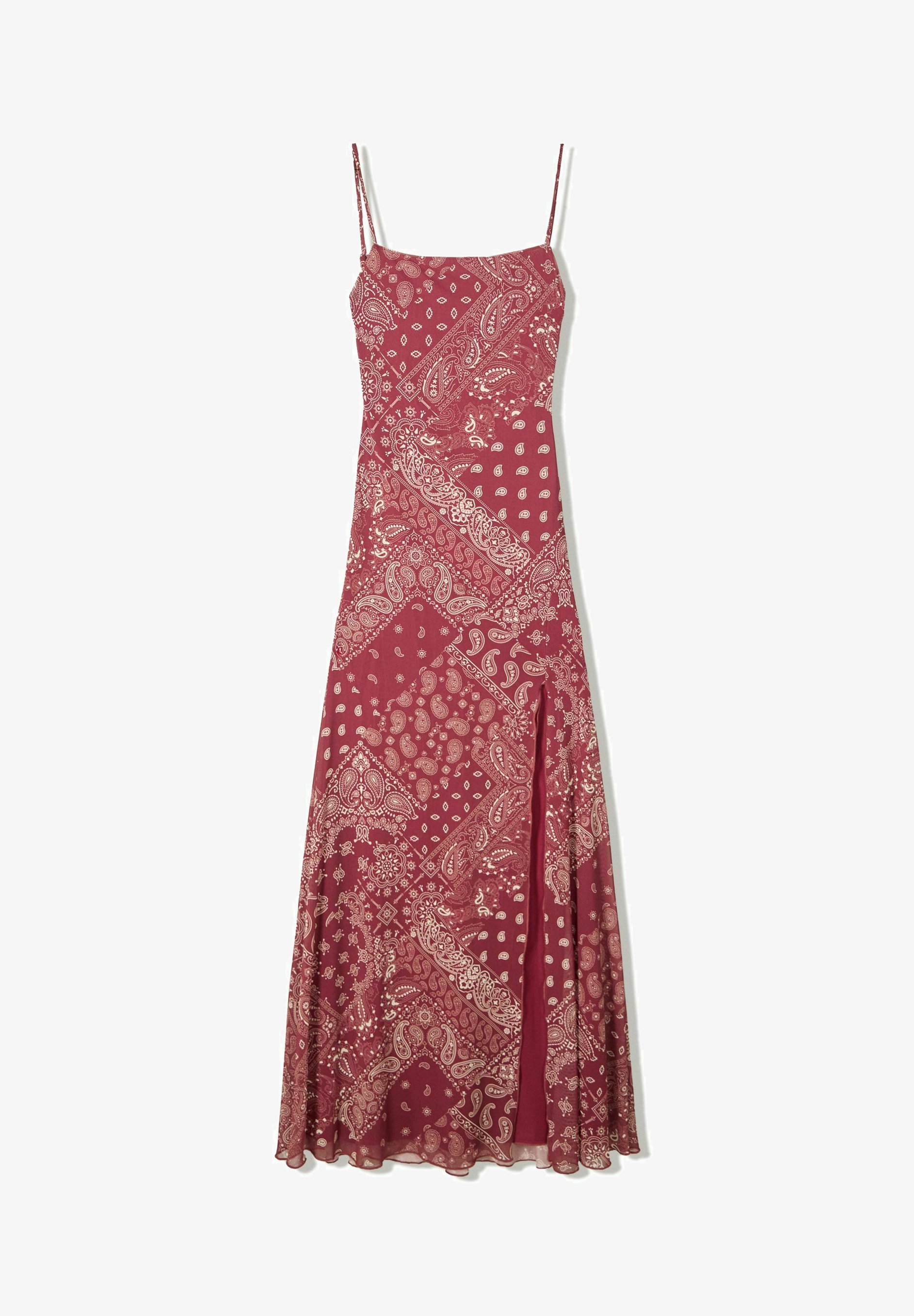 Bershka PRINTED - Maxi-jurk - donkerrood