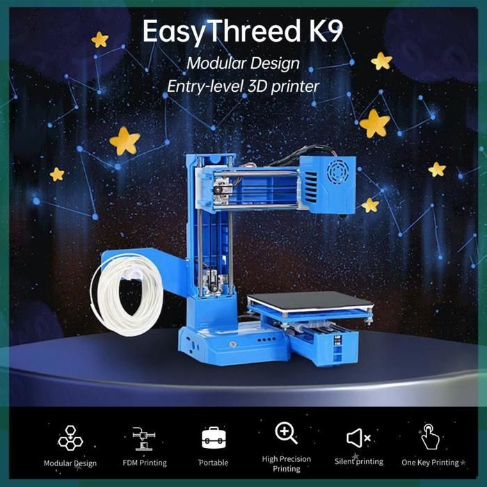KEENSO EasyThreed 3D Printer for Kids, 100x100x100mm Print Size, Easy Installation, Computer Printer