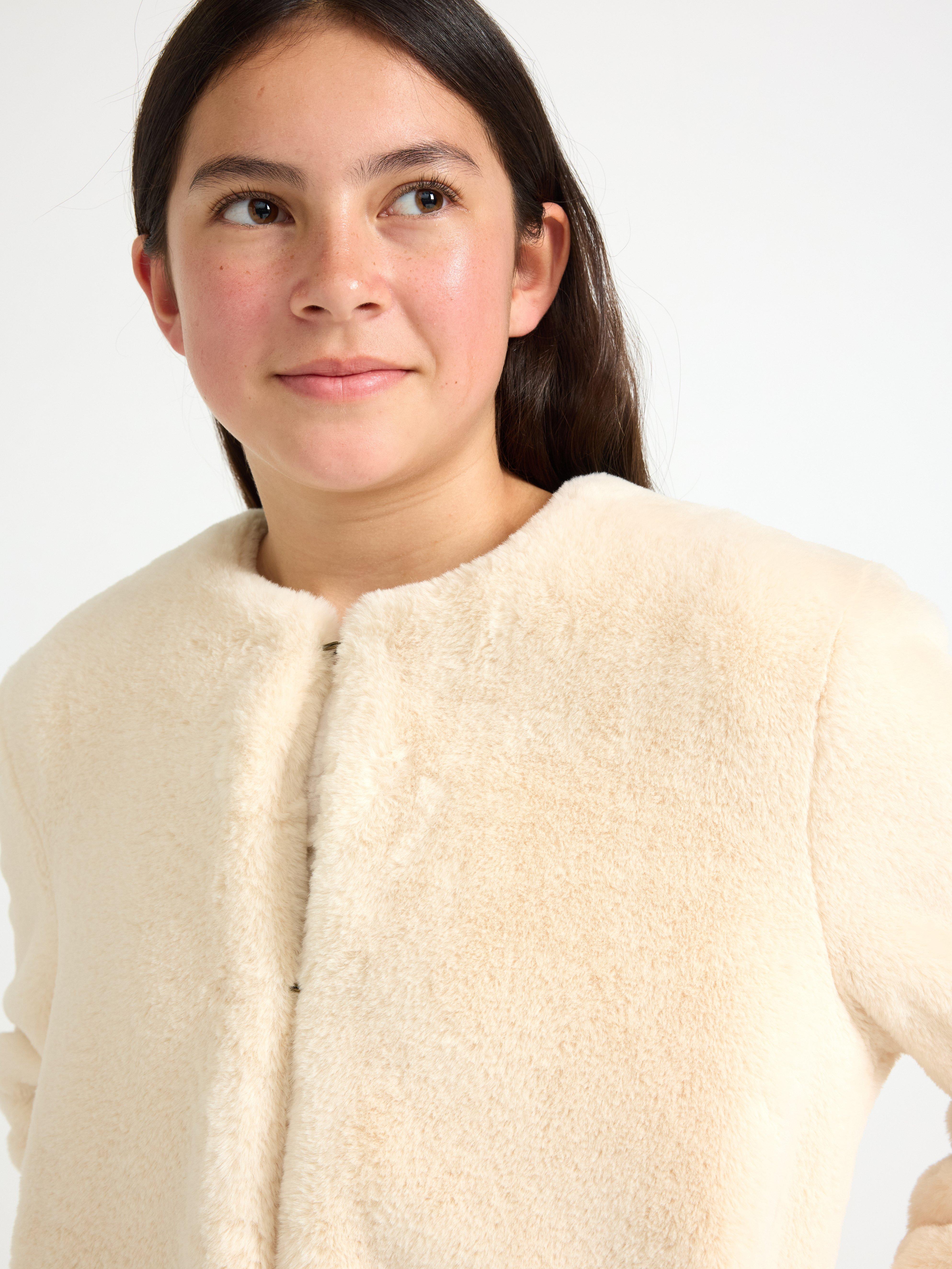 Kunstpelzjacke, hellbeige