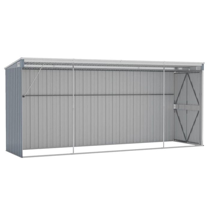 vidaXL Abri de jardin mural Gris 118 x 382 x 178 cm Acier galvanisé