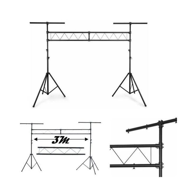 Robuuste lichttruss van 3 meter met 10 hoogwaardige haken voor DJ en LED-geluidssysteem.