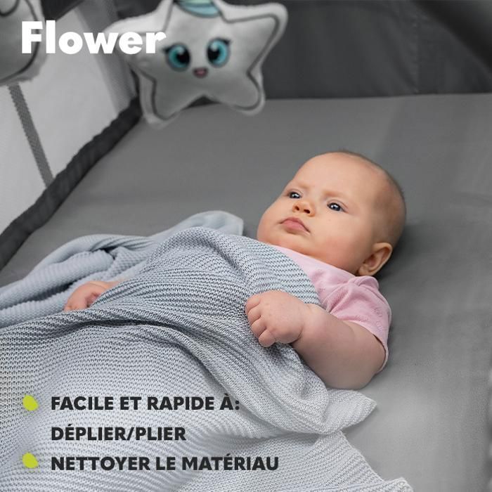 LIONELO Flower 3-in-1 kompakti matkasänky - Vauvan leikkikehä - 0-36 kuukautta - Kantolaukku - Nopeasti taittuva - Pyörät - Beige
