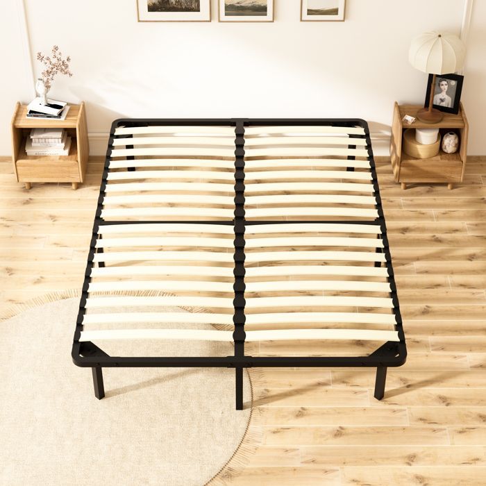 TUNCCO Sommier 140x190, avec 9 Pieds,  2 * 16 Lattes, Sommiers à Lattes pour Adulte - Hauteur sous Le Lit : 29cm