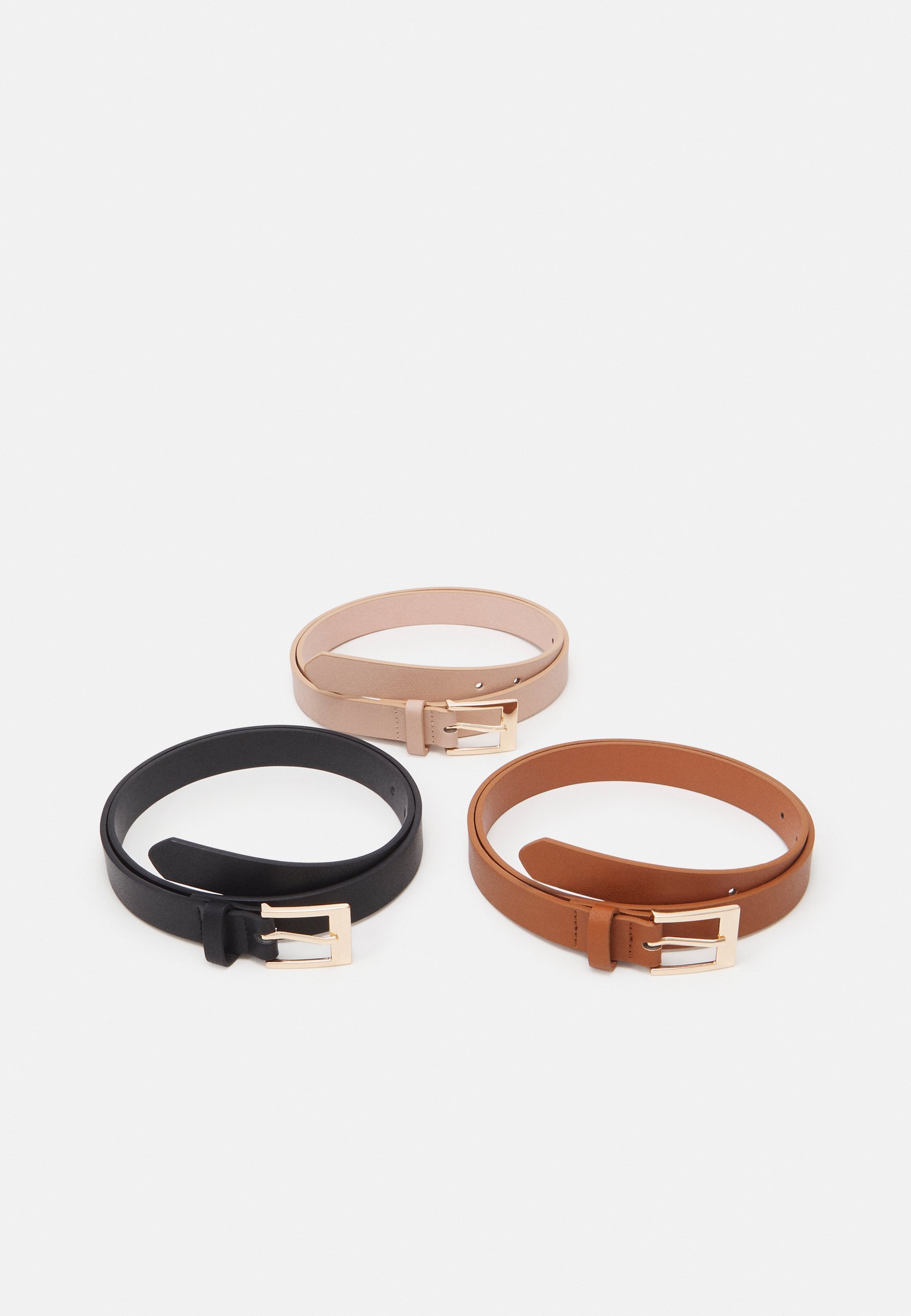„Anna Field“ 3 vnt. pakuotė – diržas – juodas/konjako/rožinis
