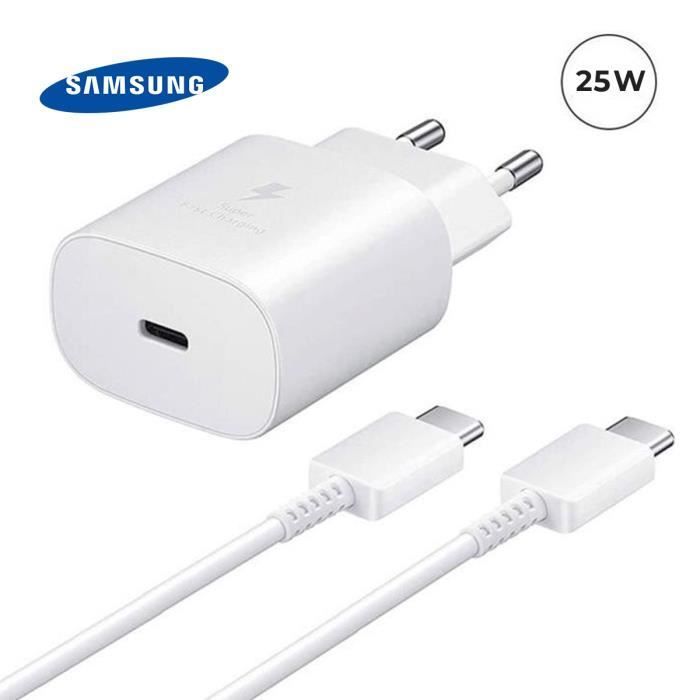 Cargador ultrarrápido de 25 W, adaptador de corriente original Samsung + cable USB-C a USB-C para Samsung Galaxy S21 5G de 6,2