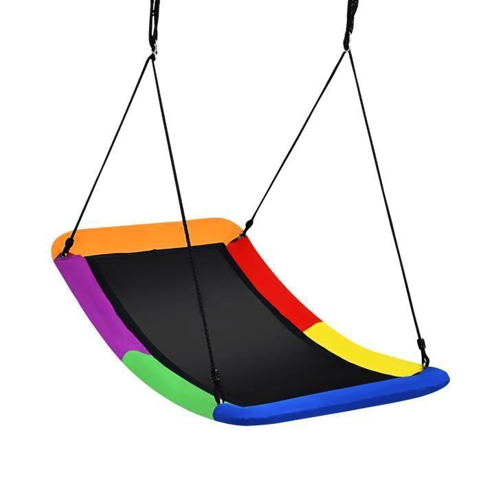 Rechthoekige buitenschommel voor kinderen - DREAMADE - Verstelbare hoogte - 2 verstelbare ophangbanden - Draagvermogen 150 kg - Kleurrijk