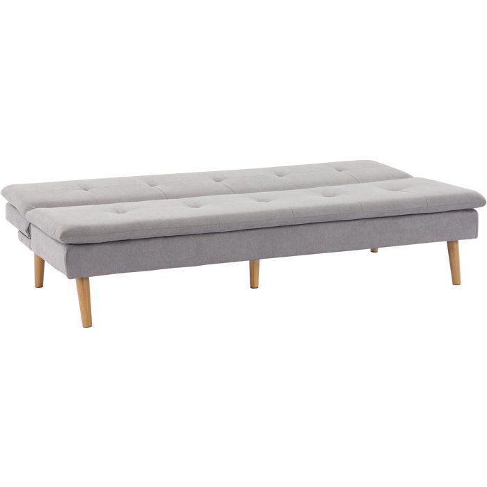 Sofá convertible de 3 plazas - AGATHE - Tela gris topo - 180 x 74 x 72 cm