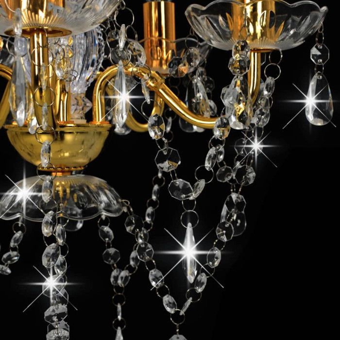 vidaXL Lustre avec Perles de Cristal Rond Lampe Suspendue Plafonnier Luminaire Eclairage Intérieur Salon Salle de Séjour 281602