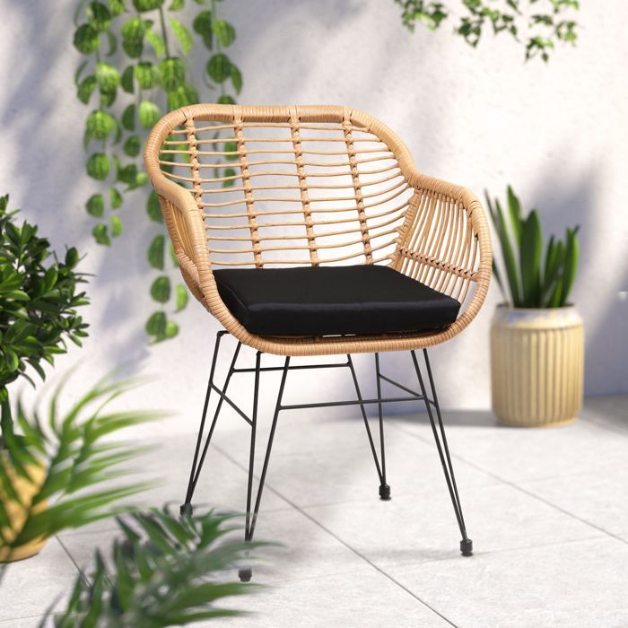 CASARIA® 4 sillas de comedor de jardín de ratán sintético, muebles de jardín resistentes a los rayos UV para interiores y exteriores.
