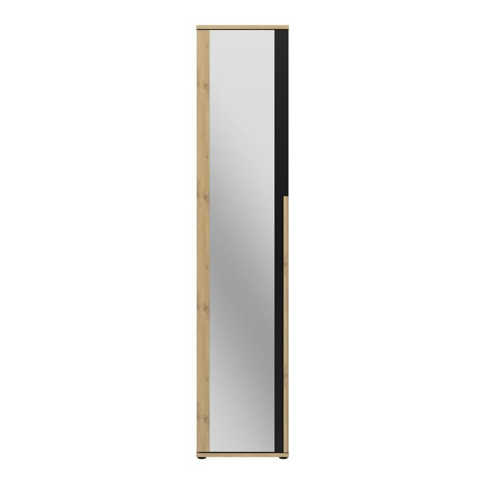 Armario con espejo, 1 puerta, efecto madera de roble, 50 cm de ancho, 235 cm de alto.