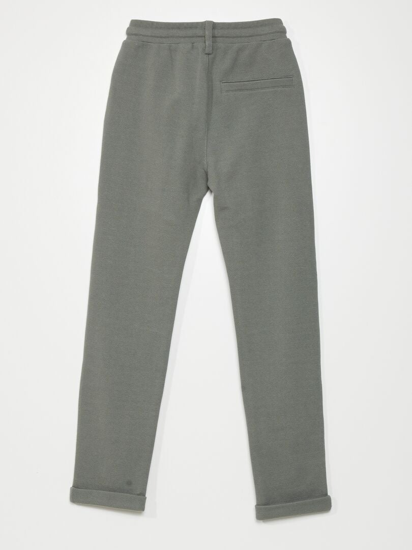 Joggingbroek van katoenpiqué - Grijsgroen