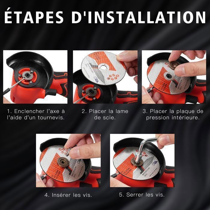 Meuleuse d'angle sans fil -  TEENO - 19 500 tr/min - Disque 76 mm - 2x2000 mAh