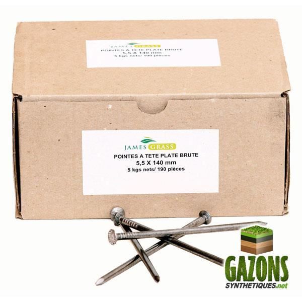 Clavos para césped artificial - Caja de clavos - Acero - 6 mm - 900 g/m² - 1 m x 5 m - Tratamiento UV