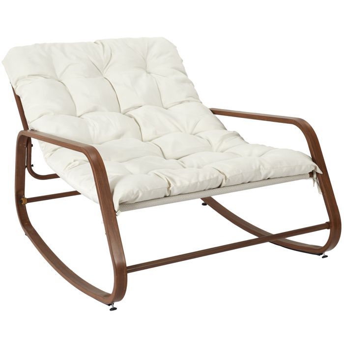 Fauteuil à Bascule - Home Deco Factory - Miami - Imitation Bois - Beige Et Marron