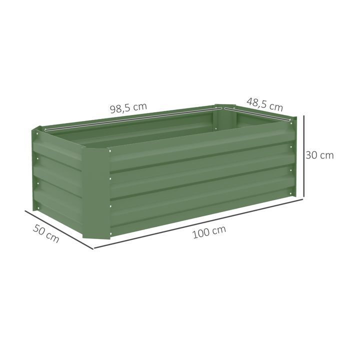 Carré potager - Outsunny - lot de 2 de jardin tôle d'acier ondulée fruits herbes - acier - 100x50x30cm - vert