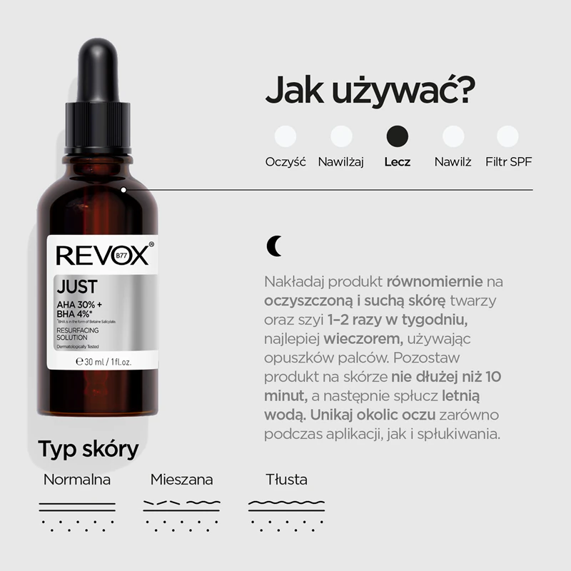 Revox B77 JUST AHA 30% + BHA 4% gladmakend en exfoliërend serum voor huidvernieuwing