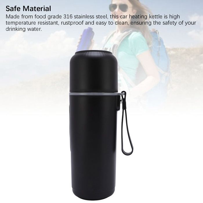 Hervidor eléctrico de viaje Shipenophy - 500 ml - 12V/24V - Acero inoxidable - Negro