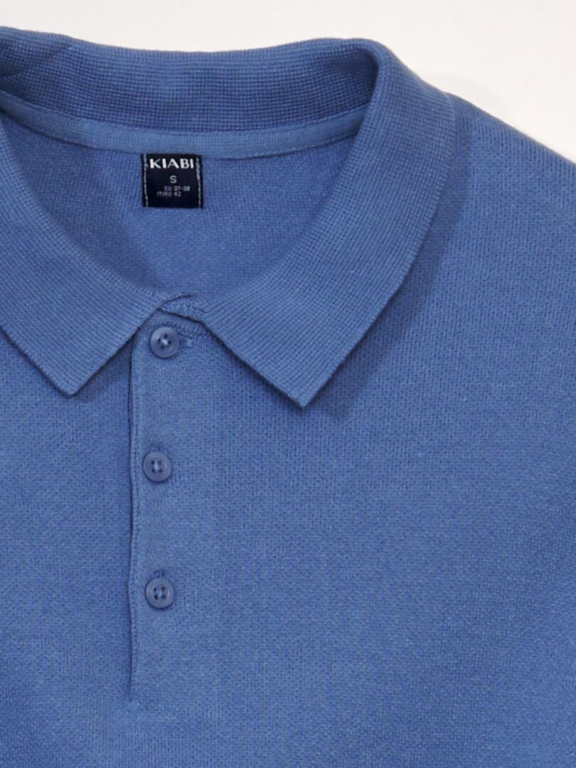 Poloshirt van fleecestof - BLAUW