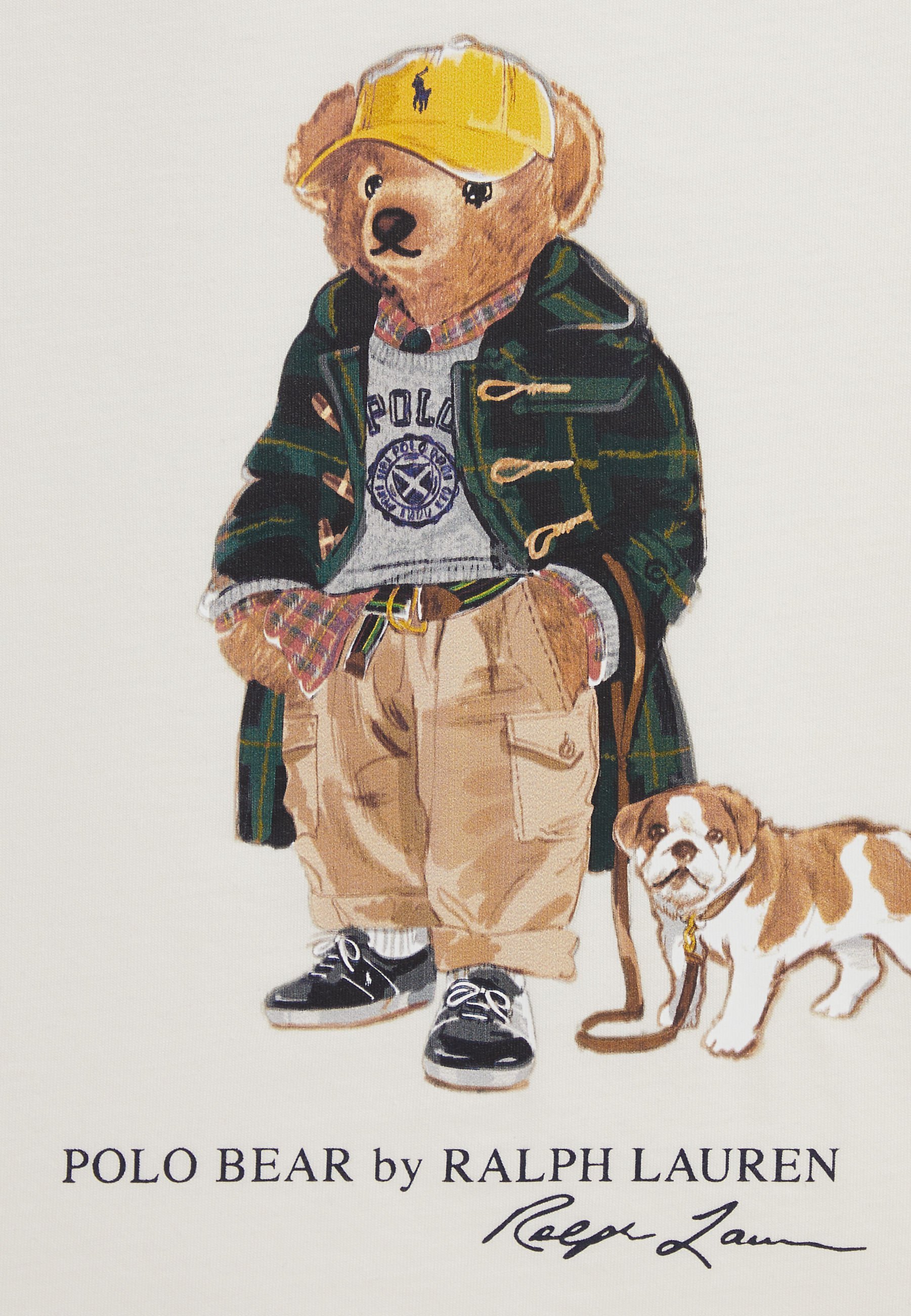 Polo Ralph Lauren POLO BEAR COTTON RINGER TEE - T-shirt stampata - bianco sporco