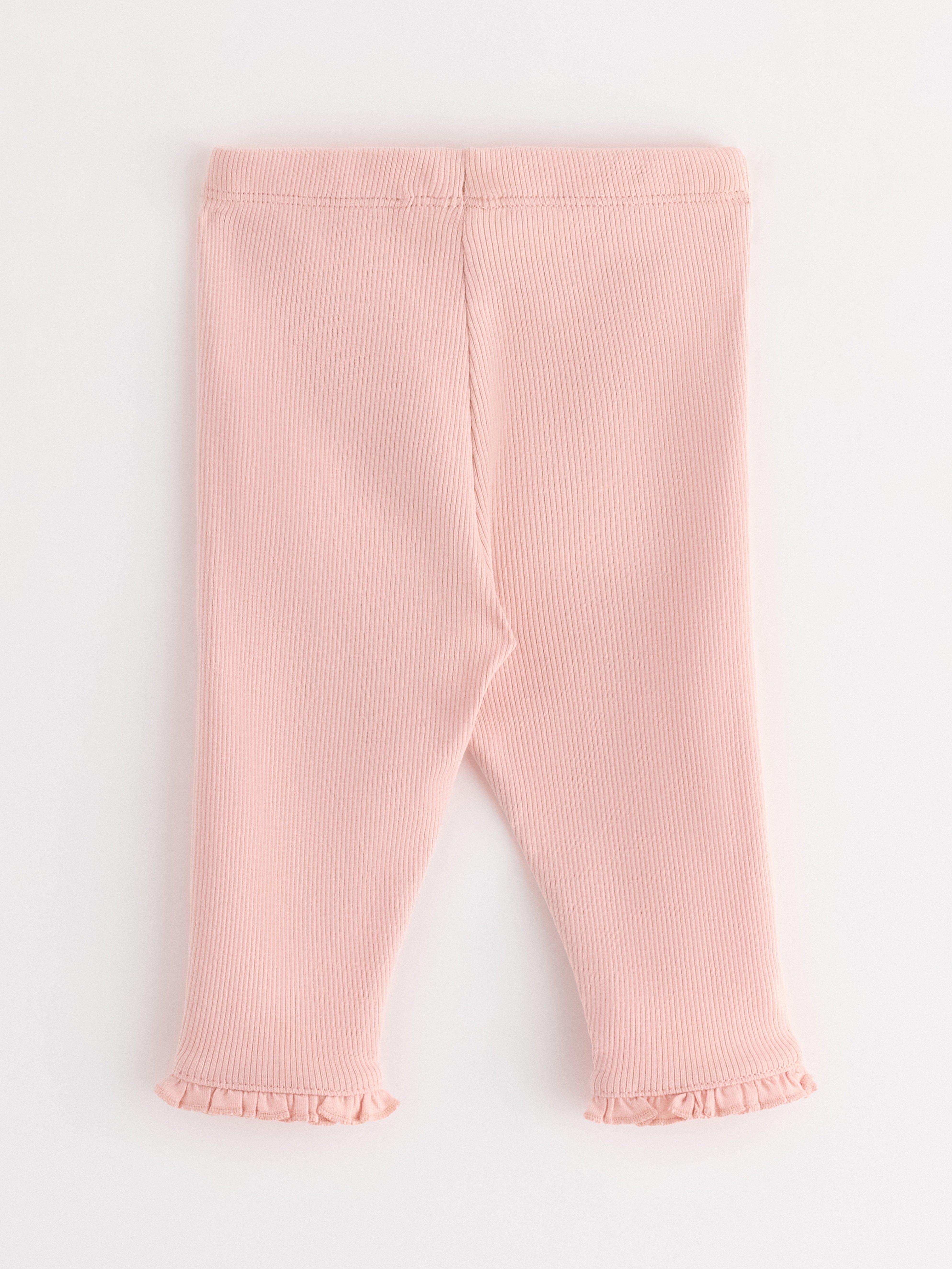 Leggings caneladas rosa claro