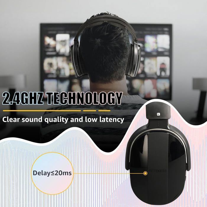 Retekess TA005-TA007 Wireless Headphones for Watching TV, with Transmitter, Supports Optical, Coaxial, AUX, and RCA Inputs