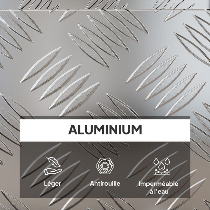 Storage box - tool box - HOMCOM - key lock for transporting tools - aluminum - 50x15.5x20.5cm - silver