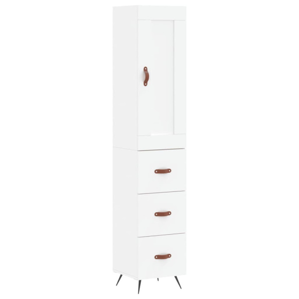 Szafka Komoda Regał Biała z Drzwiami 34.5x34x180 cm do Salonu Pokoju