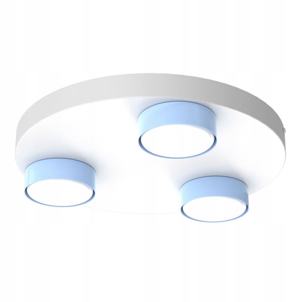 Lampa sufitowa plafon led 3x gx53 dziecięca młodzieżowa niebiesko biała