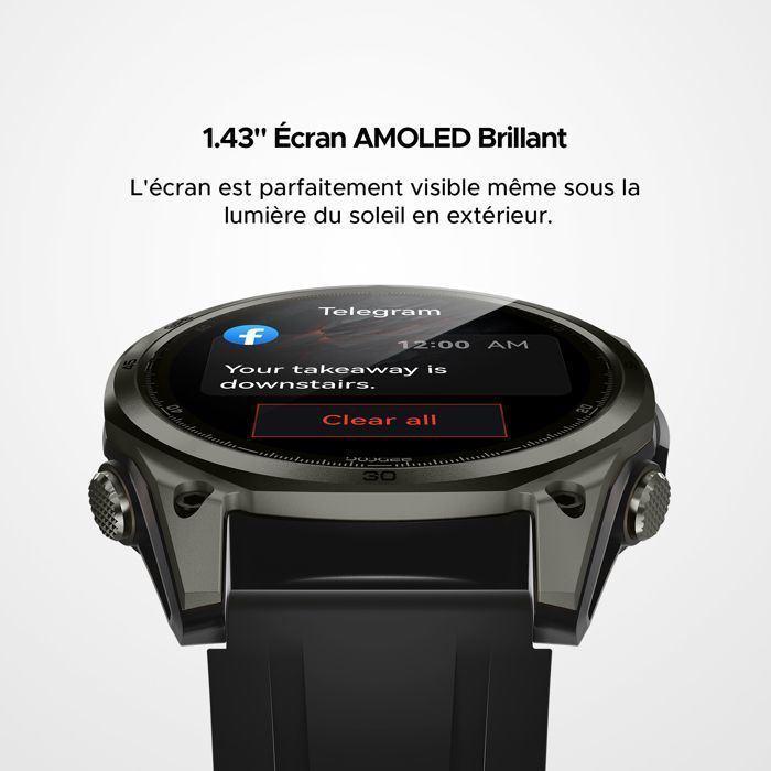 Relógio inteligente DOOGEE Anywise W1 – Resistente à água até 5 ATM, GPS de dupla frequência, mais de 170 modos esportivos, tela AMOLED de 1,43