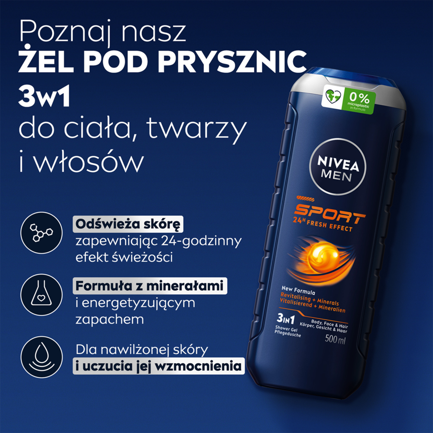 Nivea suihkugeeli miehille 500ml Sport