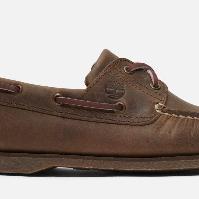 Scarpa da Barca in Pelle Classic da Uomo in                marrone scuro