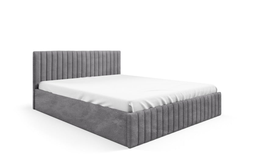 Szare łóżko do sypialni SONA typu boucle  AB07 90x200