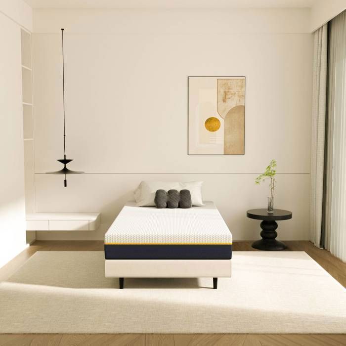 Madras 90x190 cm-17 cm, Dobbeltskummadras til voksne, Memory Foam - Bambus Trækulfiberskum