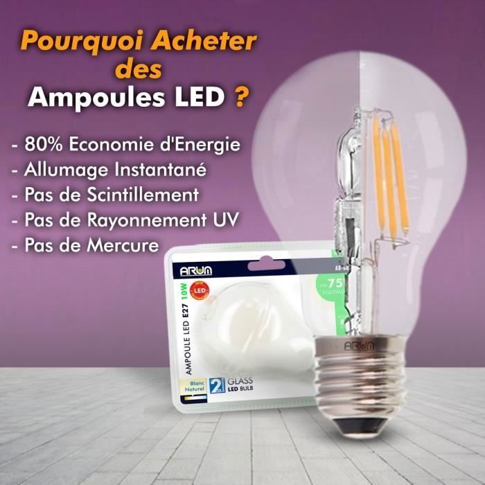 Set van 10 LED-lampen E27 9W equivalent aan 60W 806lm (koel wit 6400K)