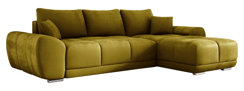 Sofa narożna do salonu SCARLO z funkcją spania żółta