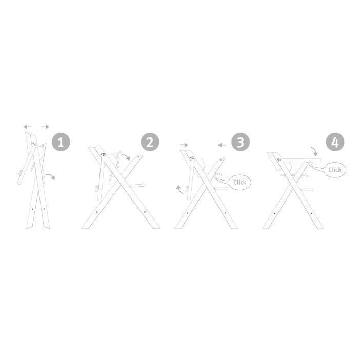 Trona plegable - ROBA - FOLD UP SMART - Bandeja para comida + arnés de seguridad - Madera / Blanco