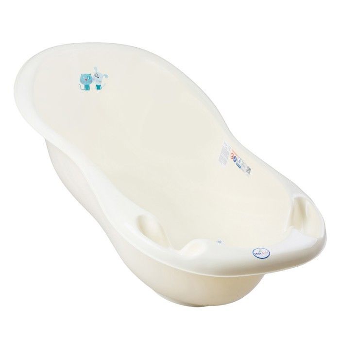 Bañera amarilla para bebés con diseño de perro y gato, con termómetro, 102 cm.
