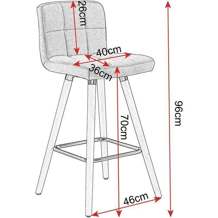 WOLTU Juego de 2 taburetes de bar con reposapiés, sillas de bar de diseño en madera maciza y lino, gris claro.