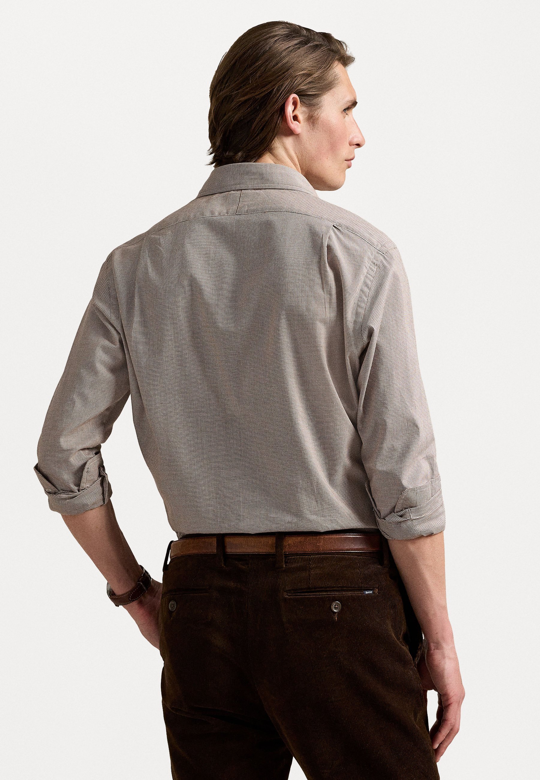 Polo Ralph Lauren CUSTOM FIT HOUNDSTOOTH TWILL SHIRT - Skjorte - cream/brownPolo Ralph Lauren