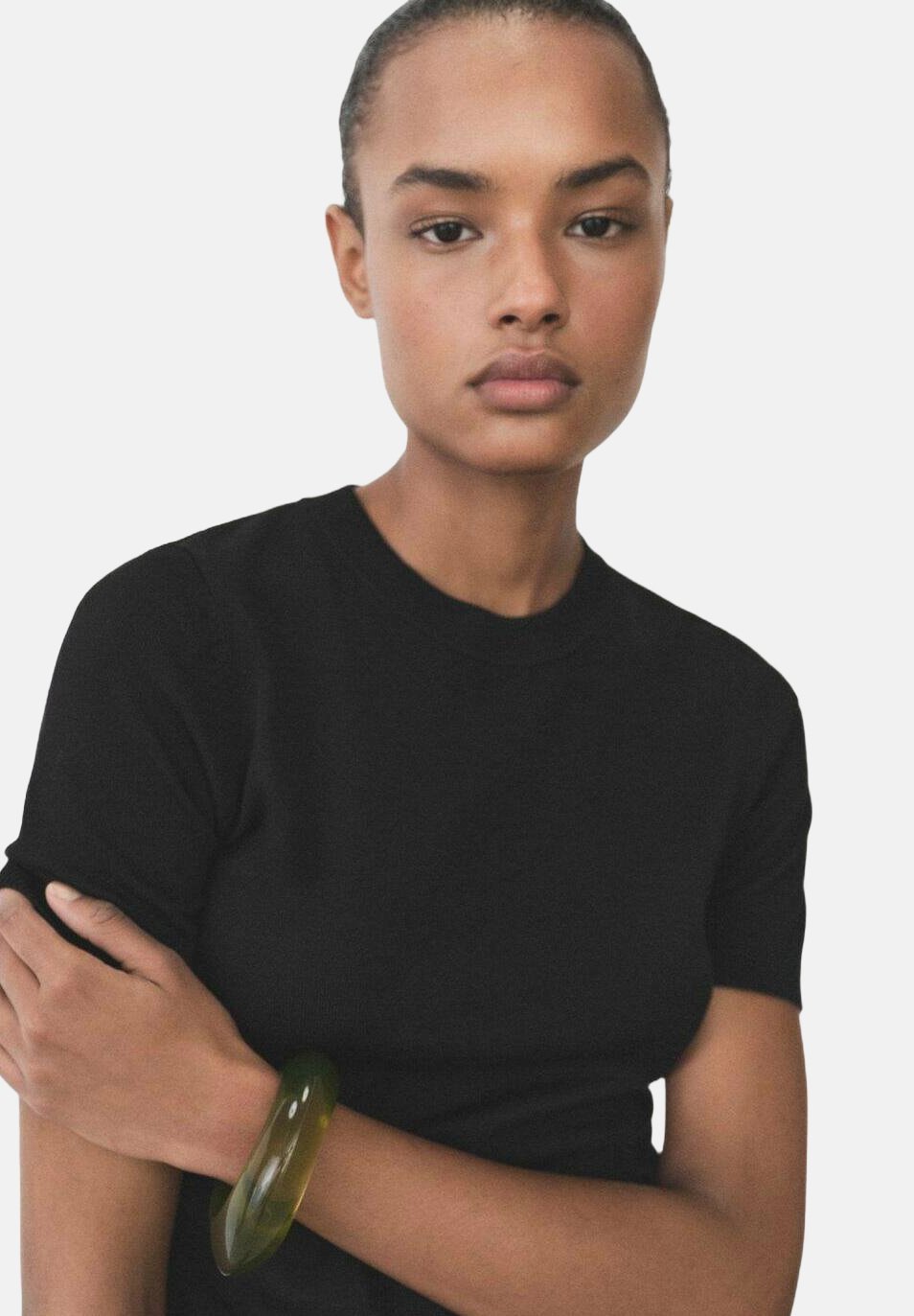 Mango bluza s kratkimi rokavi - črna