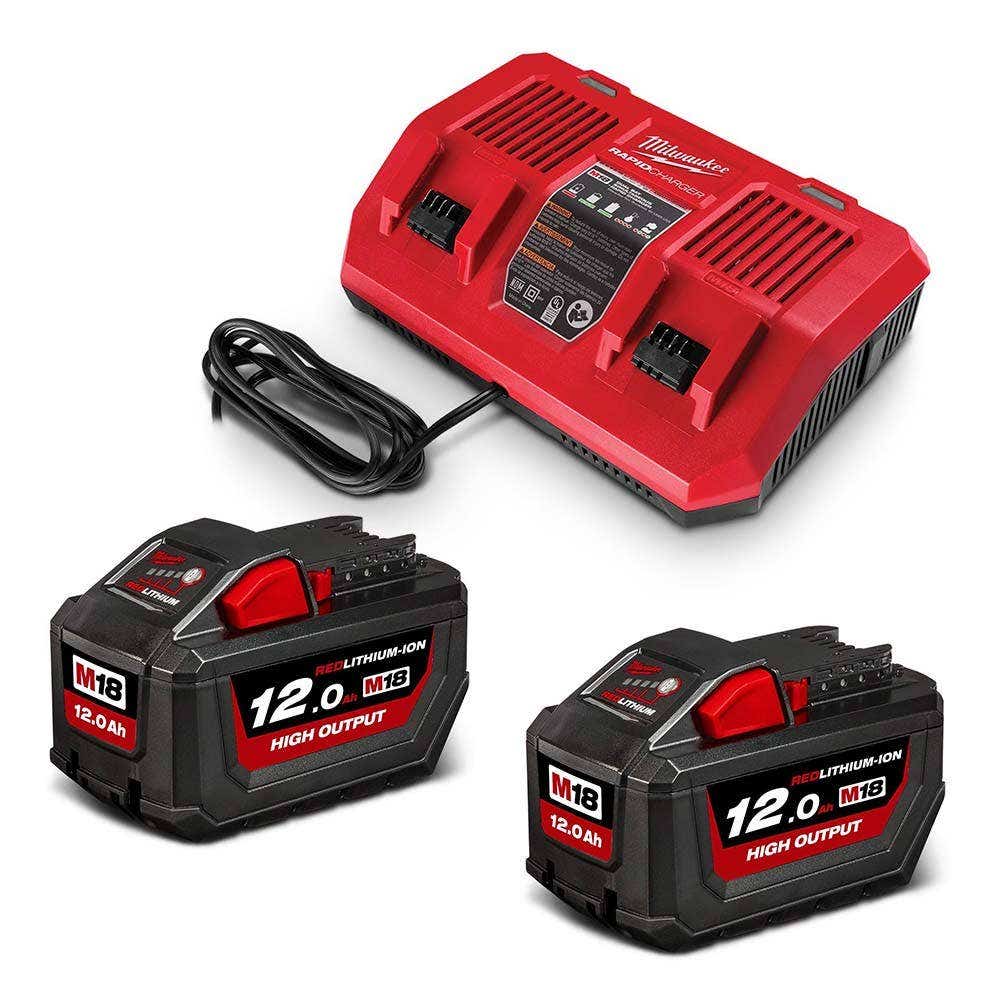 Bateria MILWAUKEE 18V REDLITHIUM™-ION HIGH OUTPUT™, 2 x 12,0 Ah, Pacote Inicial Duplo M18HOSPD122B