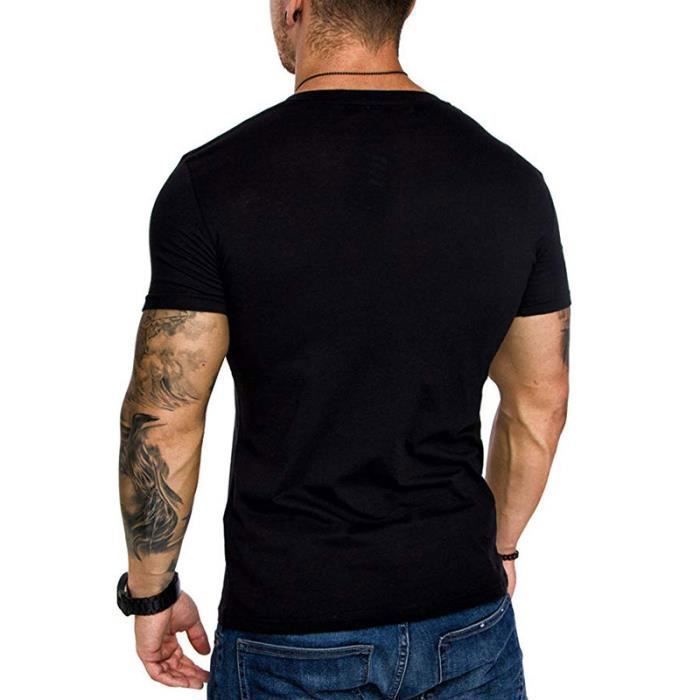 Pack de 3 camisetas para hombre - FONDUPIN - Camiseta de manga corta con cuello en V - Negro, blanco, gris oscuro - Corte ajustado