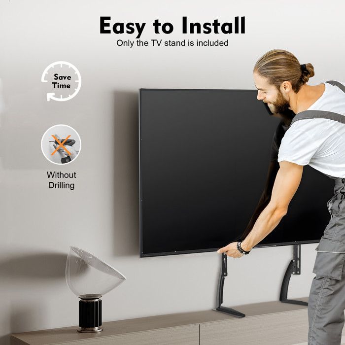 Universal, removable TV stand, suitable for 30-70 inch LCD/LED TVs, with 3 adjustable height settings, supports up to 35 kg