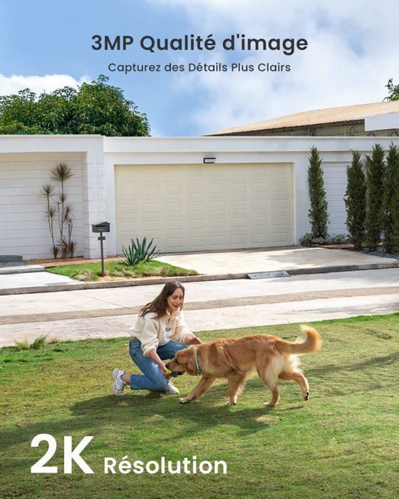 Cámara de seguridad WiFi inalámbrica solar para exteriores ieGeek 2K, visión nocturna a color, detección de movimiento por IA, audio