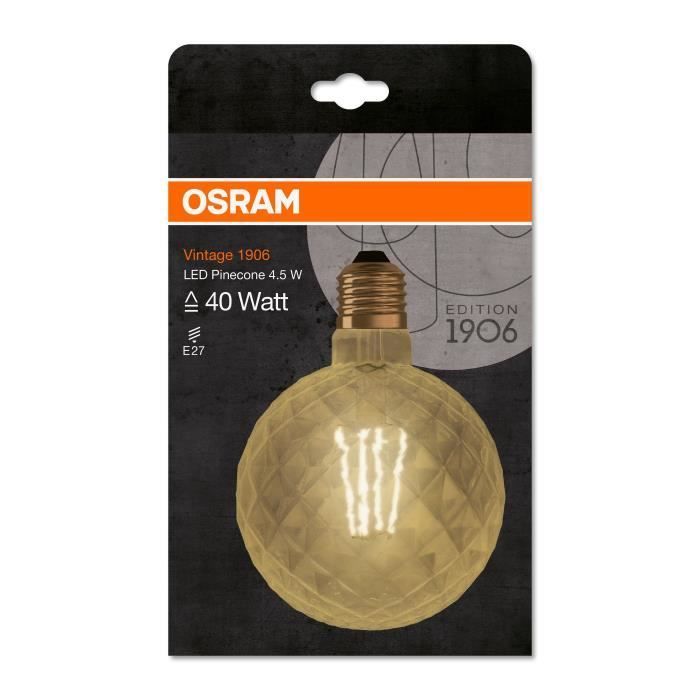Bombilla LED OSRAM Pinecone, filamento transparente dorado - Edición 1906 - E27 - 5W = 40 W - Blanco cálido