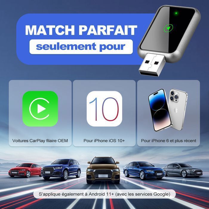 Carplay Adapter - INKINT - Wireless - Bluetooth 5.3 - USB Type-C - Plug and Play