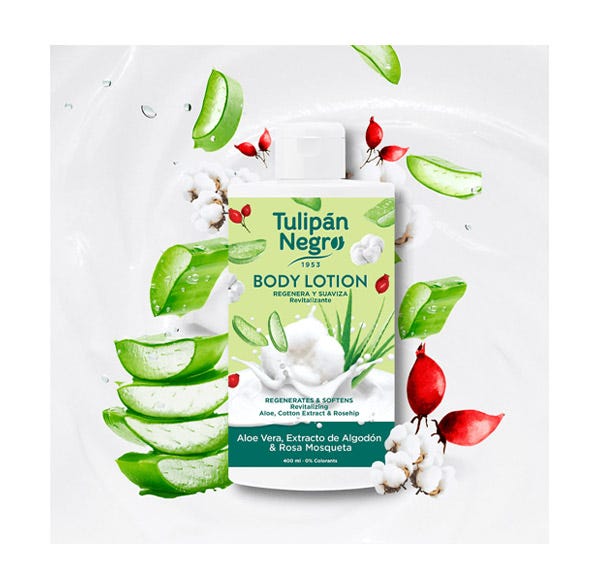 Loțiune de corp cu Aloe Vera, extract de bumbac și măceșe | 400 ml