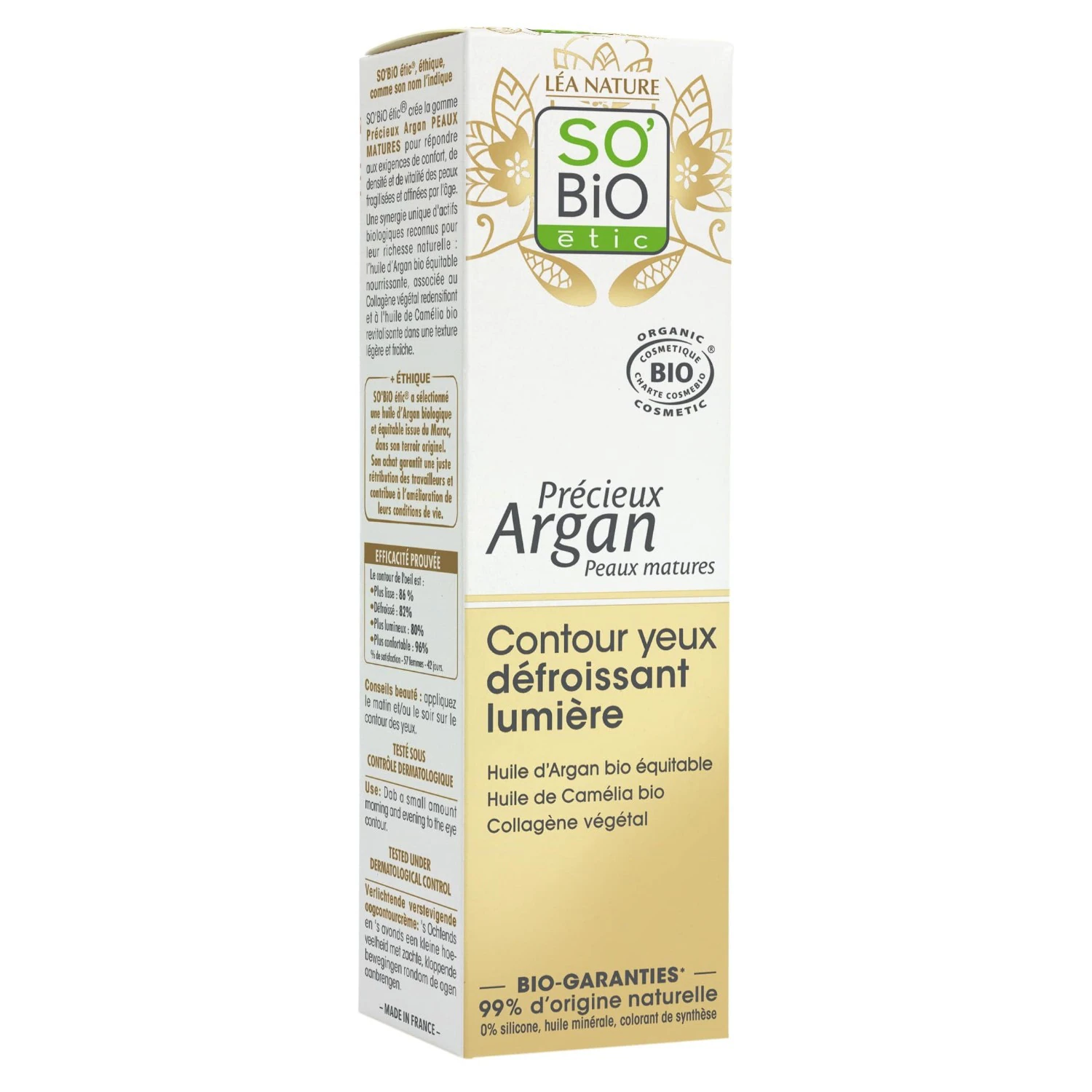 SO BiO étic Contour yeux défroissant lumière, Précieux Argan Peaux Matures