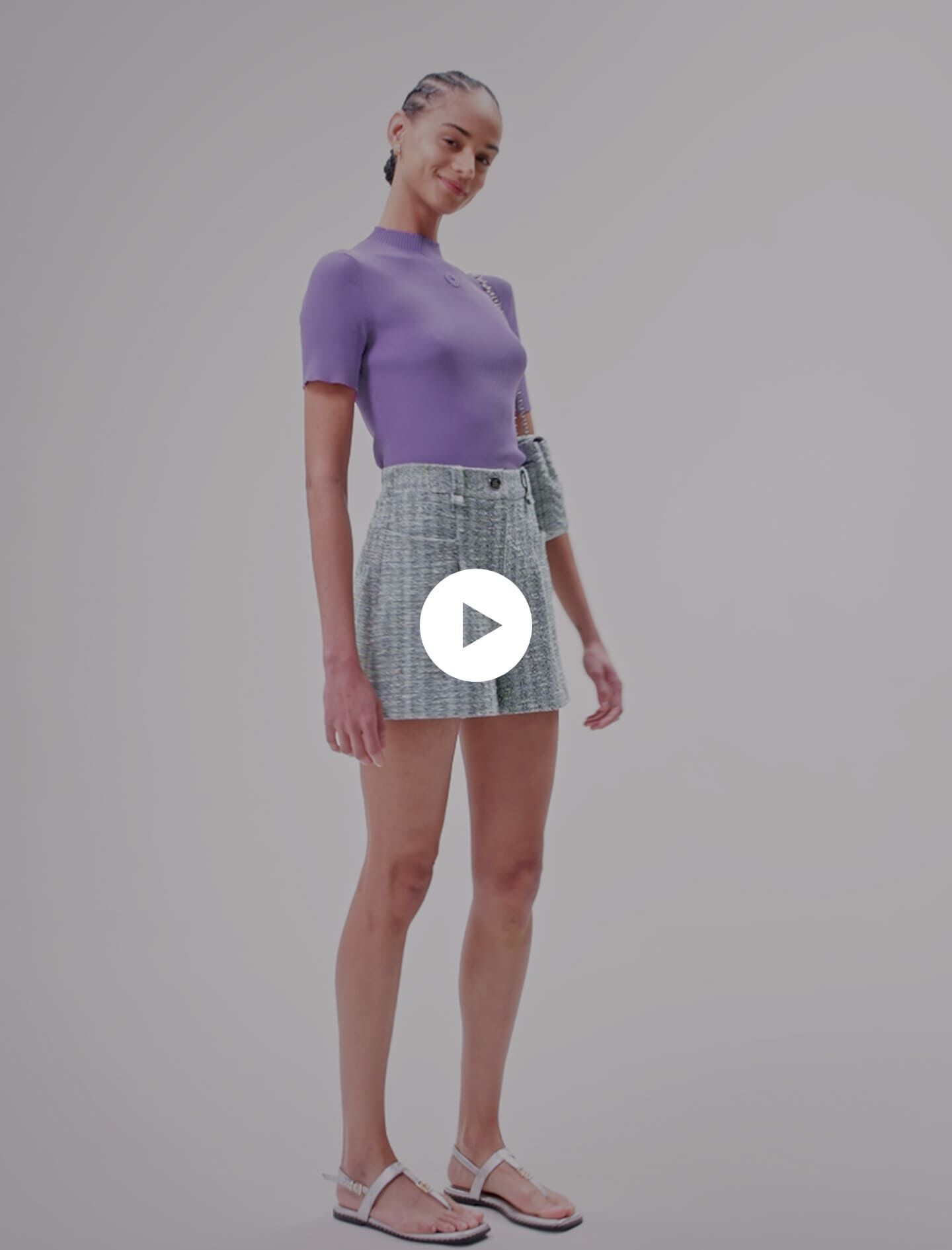 Pantaloni scurți din tweed - Multicolor